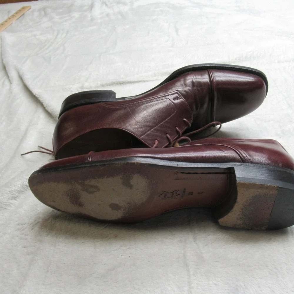 Pincipe Men 10D Dress Shoes Burgundy Leather Cap Toe Oxford Lace-Up Formal Italy